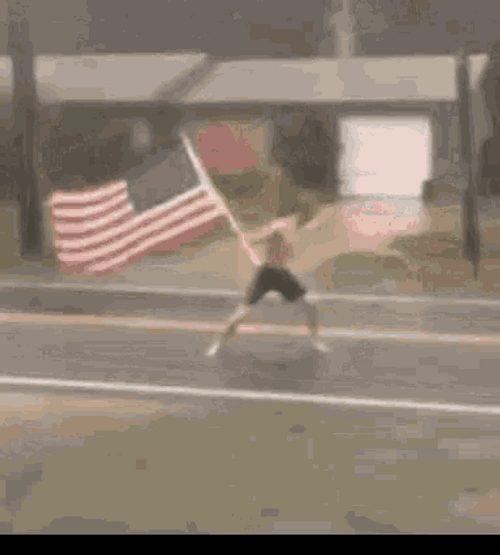 Against The Win Holding Merica Murica Flag GIF