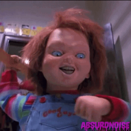 Aggressive Chucky Attacking Child's Play GIF