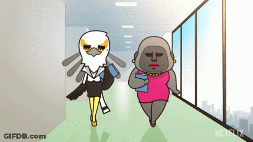 Aggretsuko Secretary Bird Washimi Anime GIF