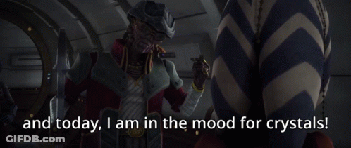 Ahsoka Tano Saying And Today I Am In The Mood For Crystals In Front Of Robots GIF
