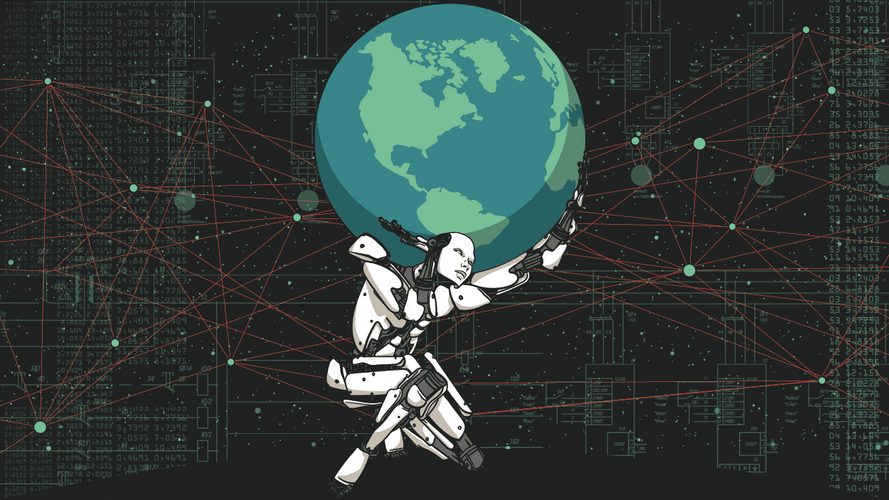 AI Humanoid Carrying World GIF