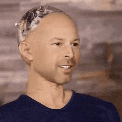 AI Humanoid Man Awkward Smile GIF