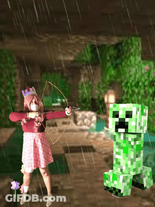 Aiming Bow At Creeper GIF
