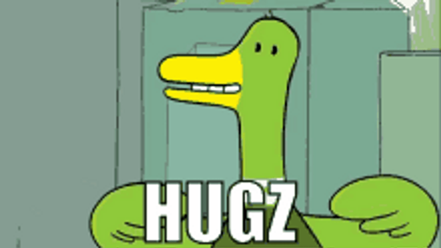 Air Hug Hugz Cute Green Duck Cartoon GIF