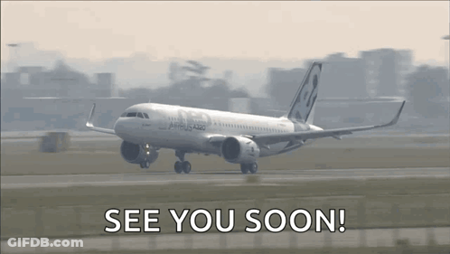 Airbus Plane Taking Off See You Soon GIF