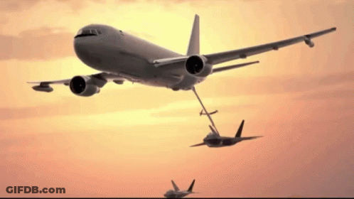 Airplane Being Refueled In Sky GIF