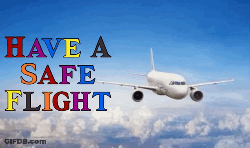 Airplane Flying In Sky Have A Safe Flight GIF
