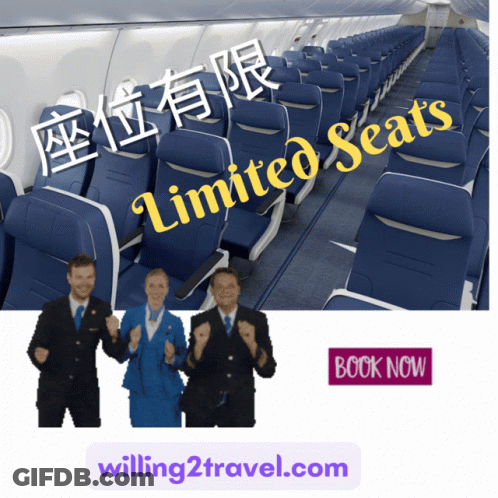 Airplane Limited Seats Advertisement With Book Now Button GIF