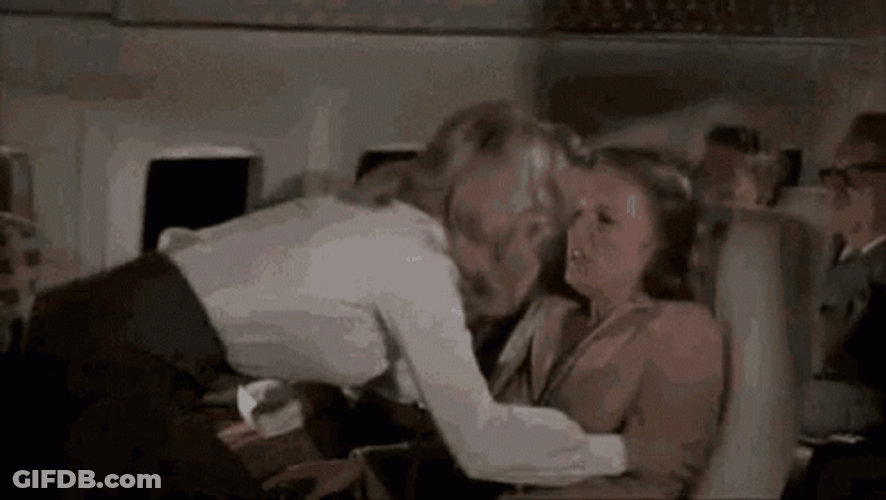 Airplane Movie Slapping Panick Woman GIF