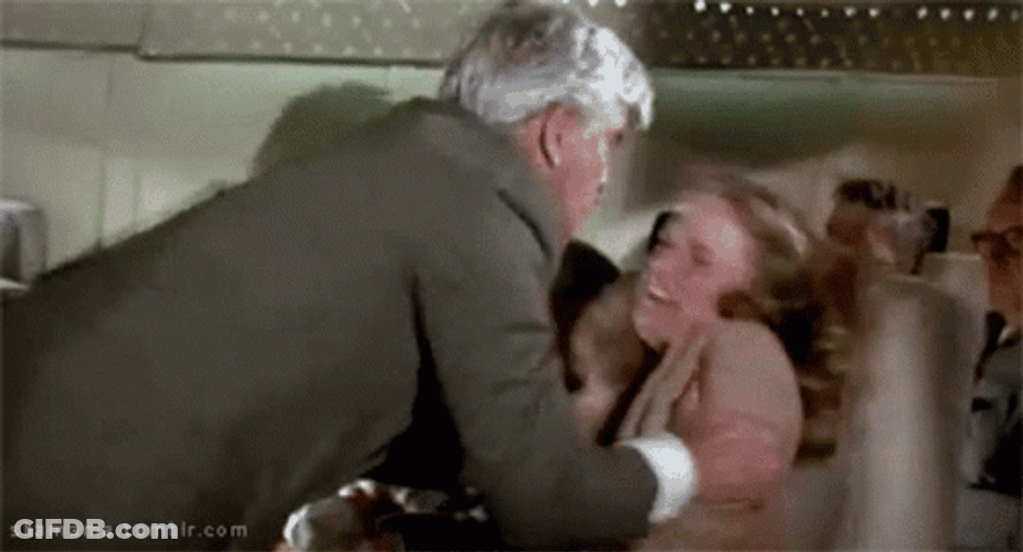 Airplane Movie Woman Panic Attack GIF