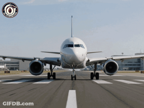 Airplane On Runway With Altitude Sticker GIF