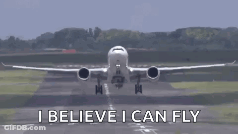 Airplane Taking Off I Believe I Can Fly GIF