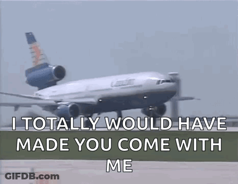 Airplane Taking Off Saying I Would Have Made You Come GIF