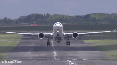 Airplane Taking Off With Red Tail Light GIF