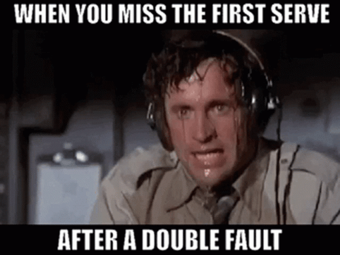 Airplane Ted Strike Sweating Tennis Double Fault Meme GIF