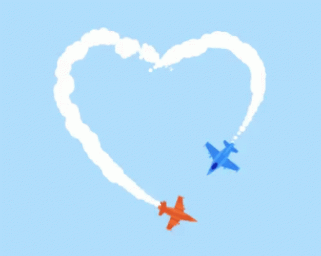 Airplane Trail Heart Design GIF