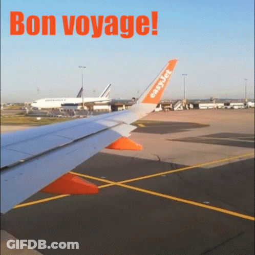 Airplane With Bon Voyage GIF