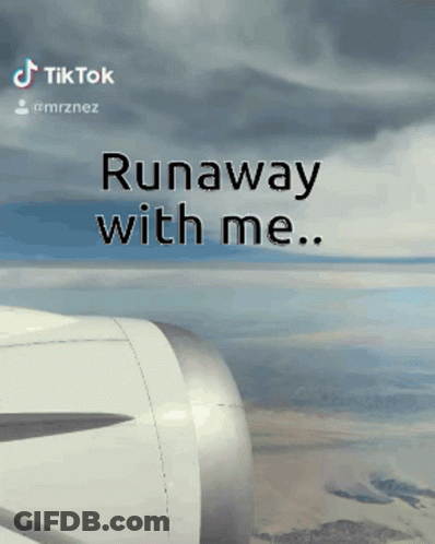 Airplane With Runaway With Me Text GIF