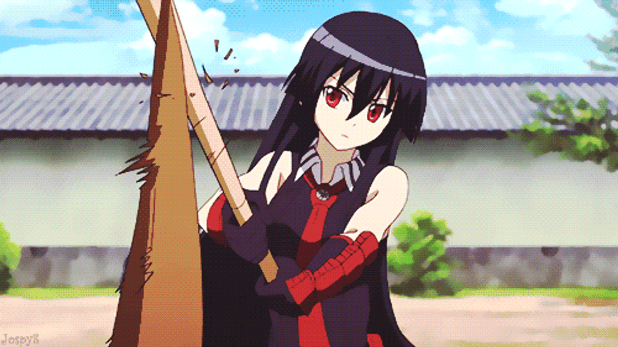 Akame Practicing Using Bokken GIF