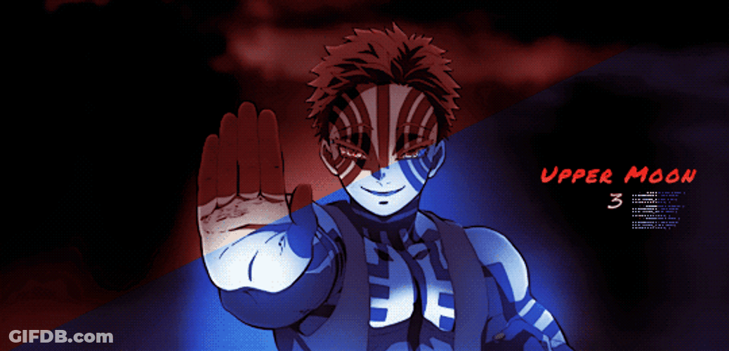 Akaza In Red And Blue GIF