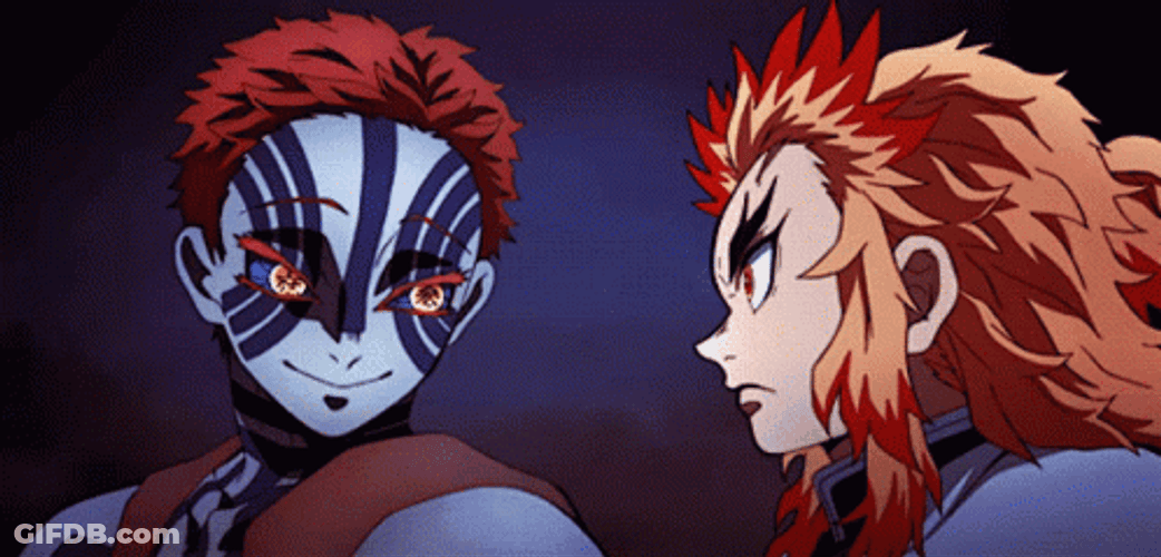 Akaza Talking To Rengoku GIF