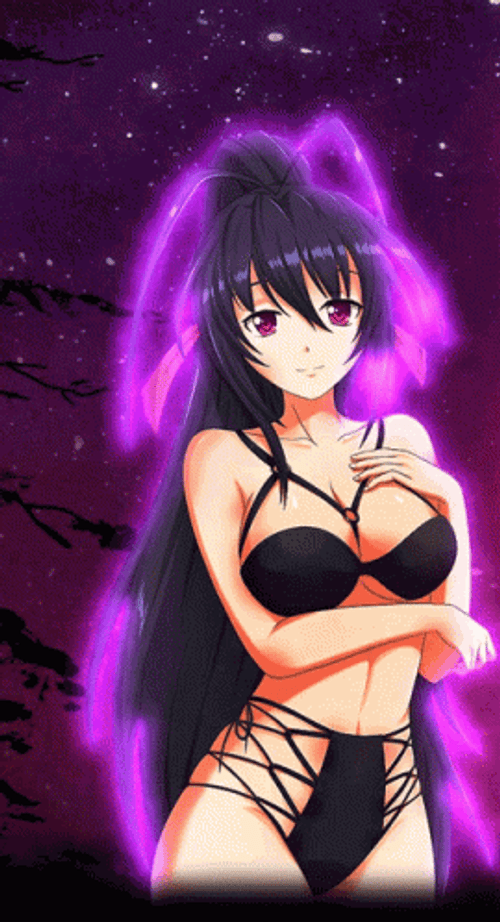 Akeno Himejima Black Lingerie Bikini Fan Made GIF