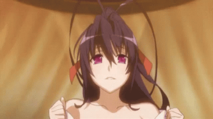 Akeno Himejima Finger Licking In Bed GIF