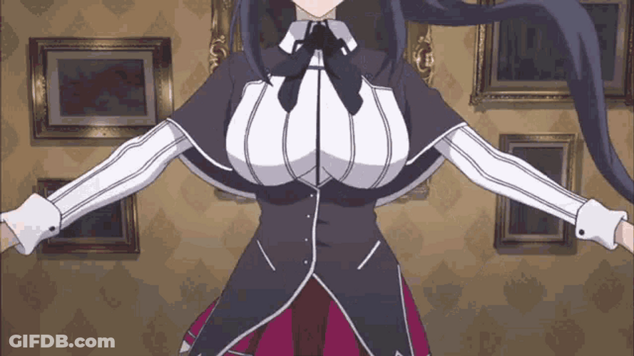 Akeno Himejima Points Up Teaching Cute Wink GIF
