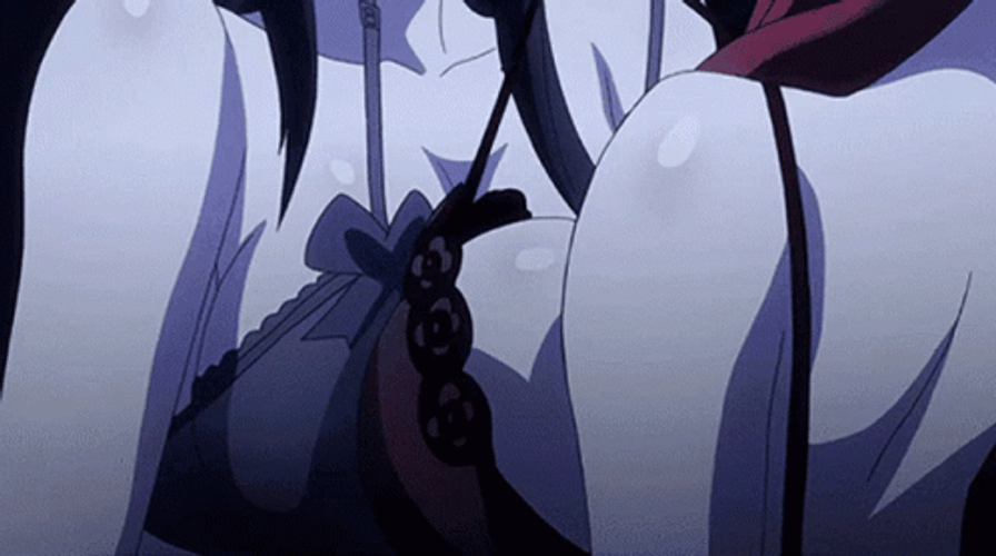 Akeno Himejima Rias Bumping Chest Night Clothes GIF