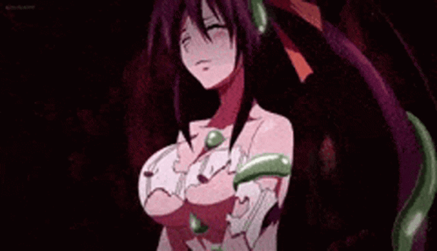 Akeno Himejima Tattered Clothes Leaning Forward GIF