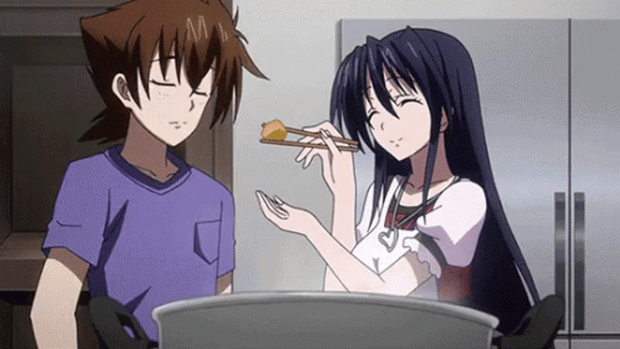 Akeno Himejima Tricks Issei To Kiss GIF