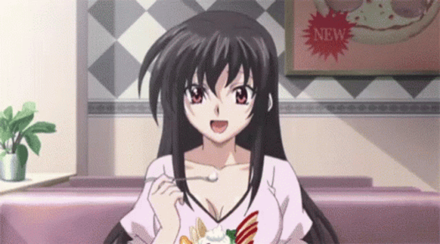 Akeno Himejima Yum Eating Sweets Wholesome GIF