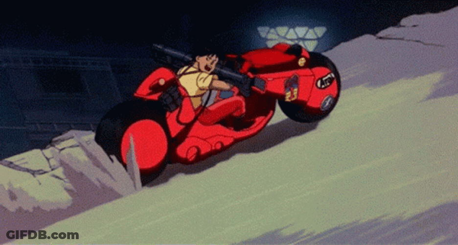 Akira Slide Shotaro Kaneda Road Exploding GIF