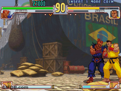 Akuma And Sean Fighting GIF