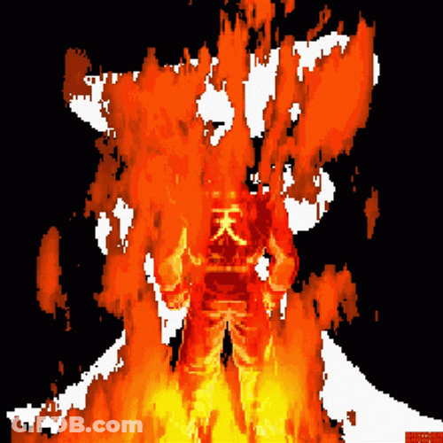 Akuma Turning Back On Fire GIF