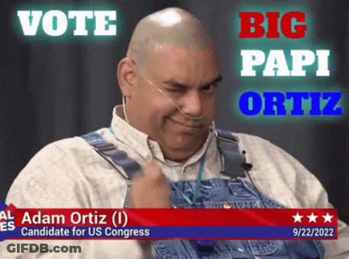 Al Adam Ortiz Is A Candidate For Us Congress And Is Wearing Overalls GIF