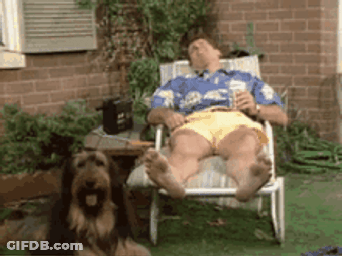 Al Bundy Sunbathing With A Dog GIF