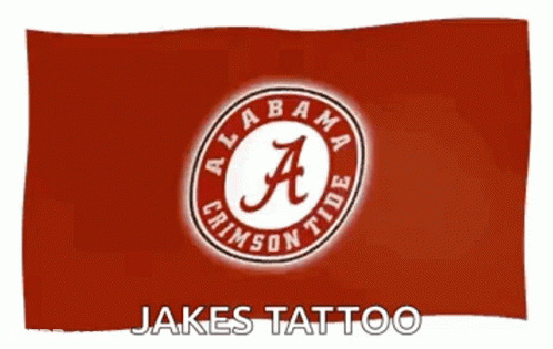 Alabama Crimson Tide Logo On Red Flag GIF