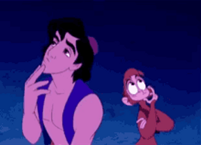 Aladdin & Abu Thinking GIF