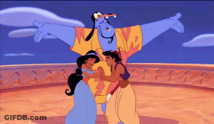 Aladdin Jasmine And Genie Dancing GIF
