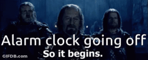 Alarm Clock Going Off With Three Men GIF