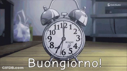 Alarm Clock Saying Buongiorno GIF