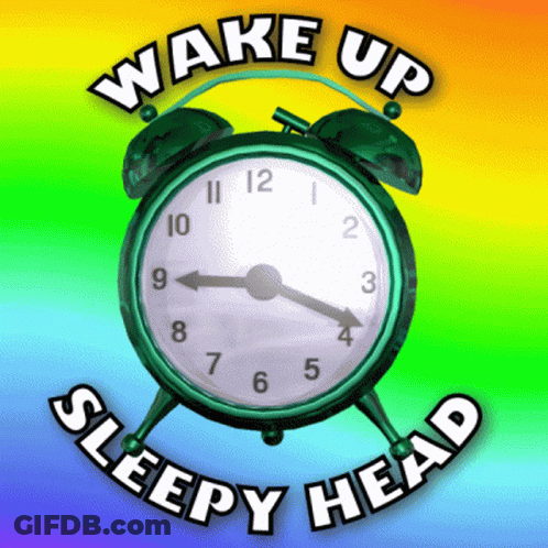 Alarm Clock Saying Wake Up Sleepy Head GIF