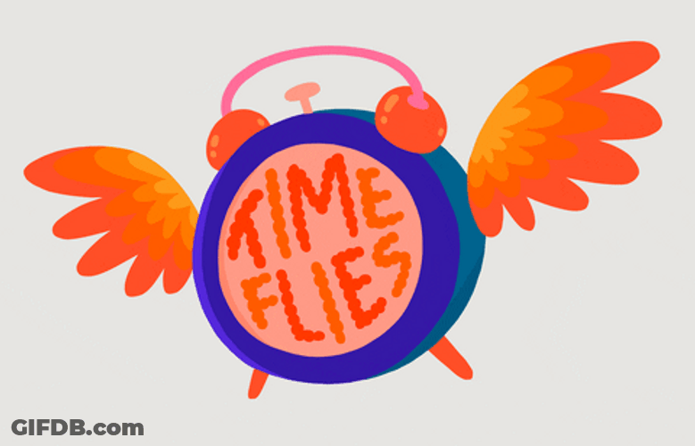 Alarm Clock With Wings Time Flies GIF