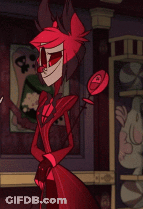 Alastor Fixing His Hair GIF