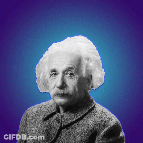 Albert Einstein Black And White With Blue Background GIF