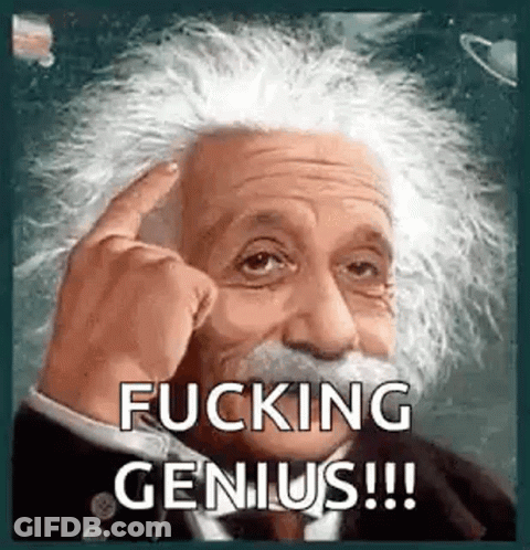 Albert Einstein Finger On Forehead Fucking Genius GIF