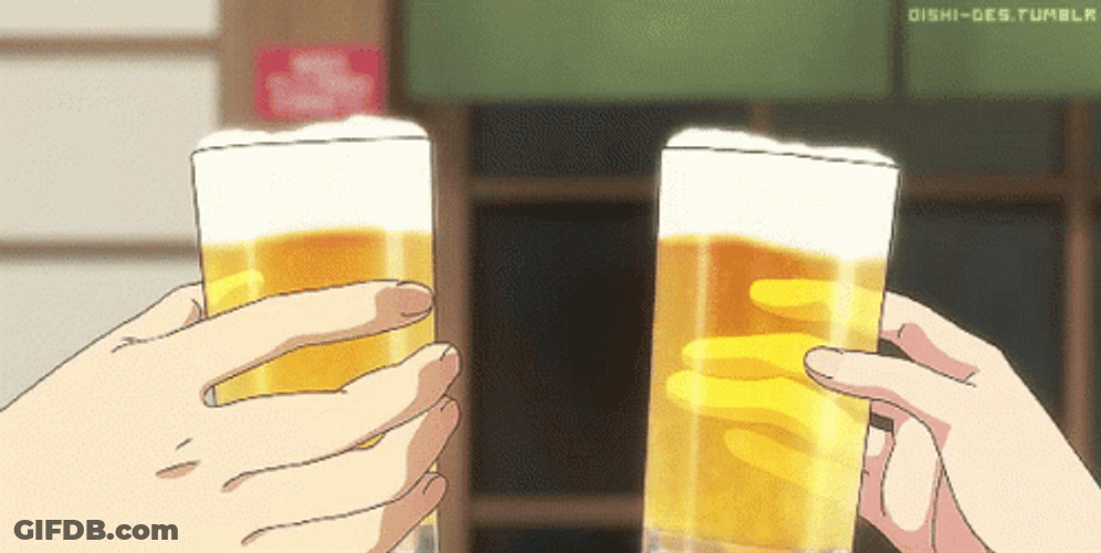Alcohol Glass Clinging Anime GIF