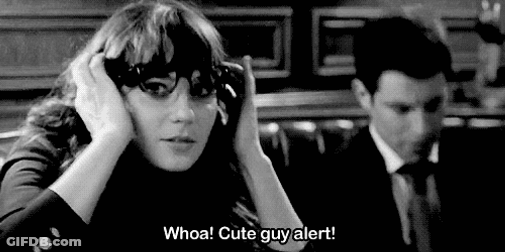 Alert Cute Guy Zooey Deschanel GIF