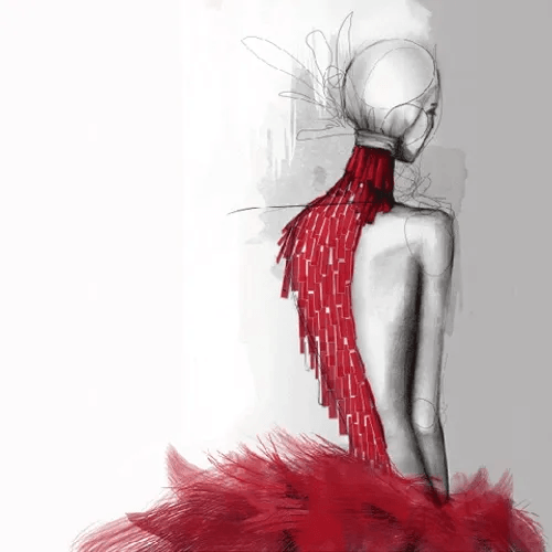 Alexander McQueen Dress Sketch GIF